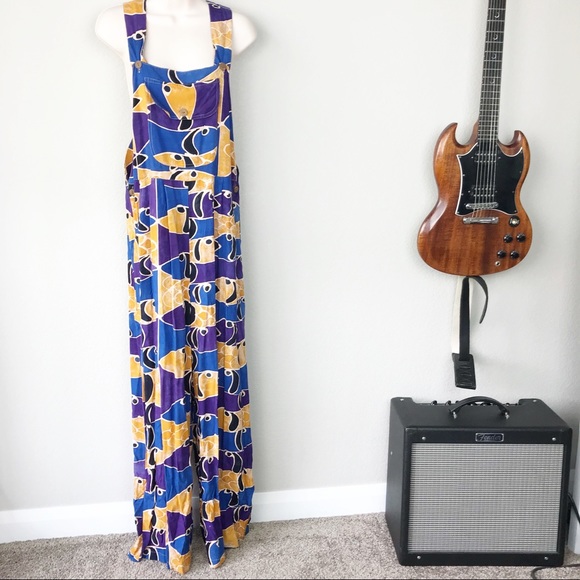Vintage Denim - NWT VTG 90s 100% Rayon Wide Leg Festival Overalls